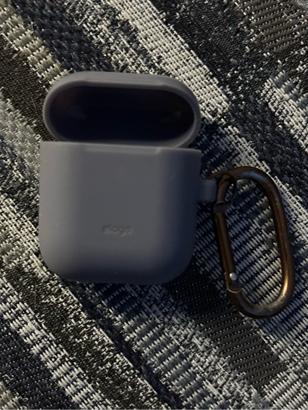 Silicone Earbud Charging Case Cover with Carabiner - Slate Gray